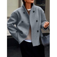 Кашемировое пальто без подкладки на пуговицах серый