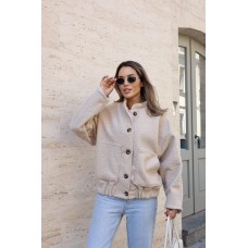 Бомбер в стиле оверсайз без подкладки беж