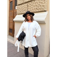 Кардиган с длинным широким рукавом (ангора «травка») молочный