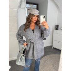 Кардиган с длинным широким рукавом (ангора «травка») серый