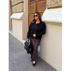 Бомбер без подкладки с накладными карманами (кашемир) черный