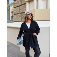 Кардиган с длинным широким рукавом (ангора «травка») черный