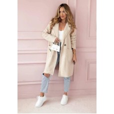 Пальто барашек без подклада с карманами бежевый