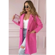 Пальто барашек без подклада с карманами малина