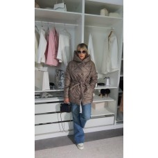 Куртка женская на кнопках с поясом (плащевка) бежевый