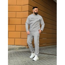 Мужской теплый костюм: свитшот свободного кроя+штаны с карманами серый