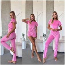 Плюшевая пижамка 3в1 футболка+шорты+штаны барби