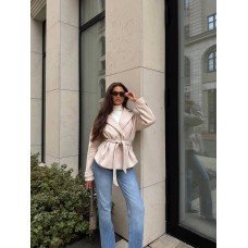 Пальто на подкладке с поясом (кашемир) беж