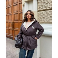 Женская куртка-парка с мехом шоколад