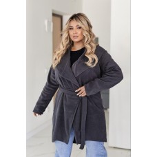 Женский флисовый кардиган свободного кроя серый