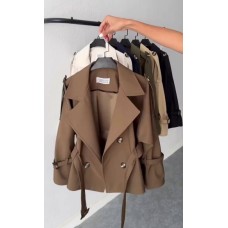 Женский короткий Тренч на подкладке шоколад