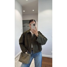 Осенний бомбер на молнии+кнопки хаки