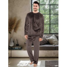 Пижама теплая унисекс Кофта+штаны (двухсторонний плюшик) шоколад