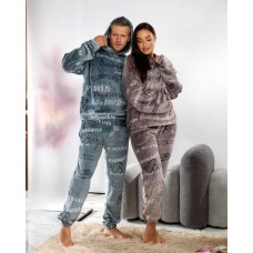 Пижама унисекс Кофта с капюшоном+Брюки на резинке мокко