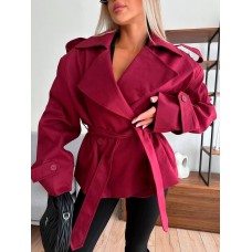 Укороченный тренч на подкладке бордо