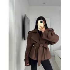 Укороченный тренч на подкладке шоколад