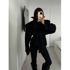 Укороченный тренч на подкладке черный