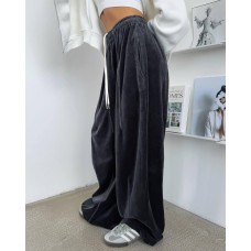 Велюровые штаны oversize со шнуровкой графит