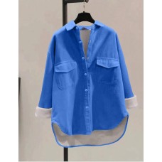 Вельветовая рубашка на меху голубой