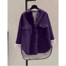 Вельветовая рубашка на меху марсал