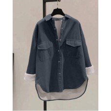 Вельветовая рубашка на меху графит