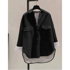 Вельветовая рубашка на меху черный