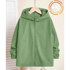 Вельветовая толстовка на флисе с капюшоном оливка