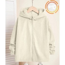 Вельветовая толстовка на флисе с капюшоном бежевый