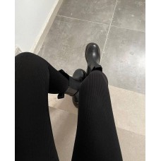 Теплые водоотталкивающие лосины в рубчик черный