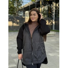 Удлиненный кардиган прямого кроя с капюшоном черный