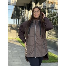 Удлиненный кардиган прямого кроя с капюшоном шоколад