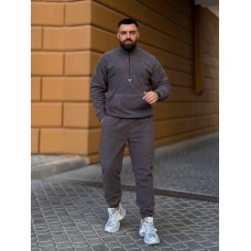 Флисовый мужской костюм: кофта со стойкой на змейке+штаны с карманами Полар-флис графит