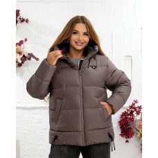 Женский пуховик-куртка на молнии с карманами мокко