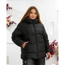 Женский пуховик-куртка на молнии с карманами черный