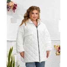 Женская Куртка удлиненная БАТАЛ с манжетами белый