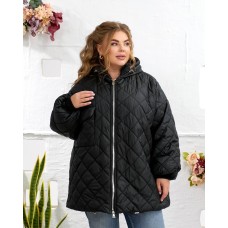 Женская Куртка удлиненная БАТАЛ с манжетами черный