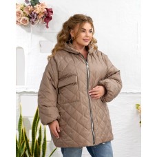 Женская Куртка удлиненная БАТАЛ с манжетами мокко