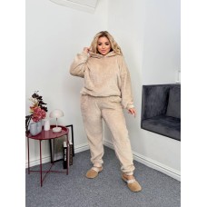 Приятный махровый домашний костюм/пижама БАТАЛ бежевый