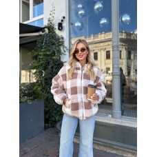 МЕХОВАЯ УТЕПЛЕННАЯ КУРТКА-ШУБКА на молнии беж