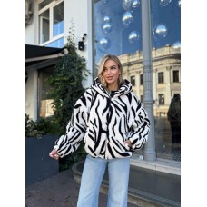 МЕХОВАЯ УТЕПЛЕННАЯ КУРТКА-ШУБКА с капюшоном черный