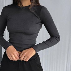 Базовый Кроп топ «БАЗА» черный