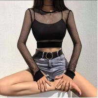 Кроп топ укороченный сетка черный