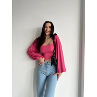 Двухсторонний топ с завязками малина