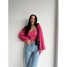 Двухсторонний топ с завязками малина