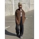Женский бомбер oversize на кнопках шоколад в клетку
