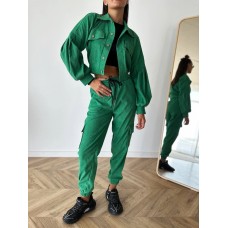 вельветовый костюм кофта+штаны трава