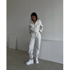Костюм : кофта на молнии + джоггеры серый меланж