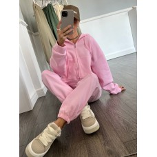 Костюм : кофта на молнии + джоггеры розовый