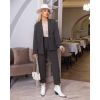 костюм двойка (штаны пояс на резинке+пиджак) костюмка серый графит