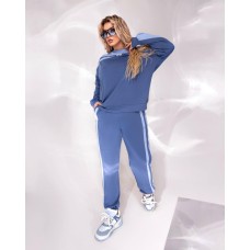 костюм двойка штаны на резинке+кофта с нашивкой джинс+голубой
